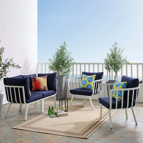 Modway Furniture Riverside 4 Piece Outdoor Patio Aluminum Set by Modway - EEI-3787-WHI-NAV