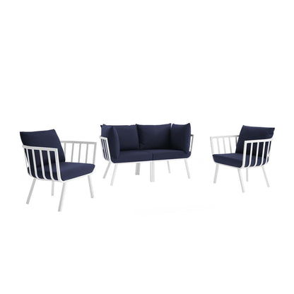 Modway Furniture Riverside 4 Piece Outdoor Patio Aluminum Set by Modway - EEI-3787-WHI-NAV