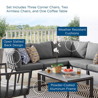 Modway Furniture Riverside 6 Piece Outdoor Patio Aluminum Set by Modway – EEI-3788-SLA-CHA