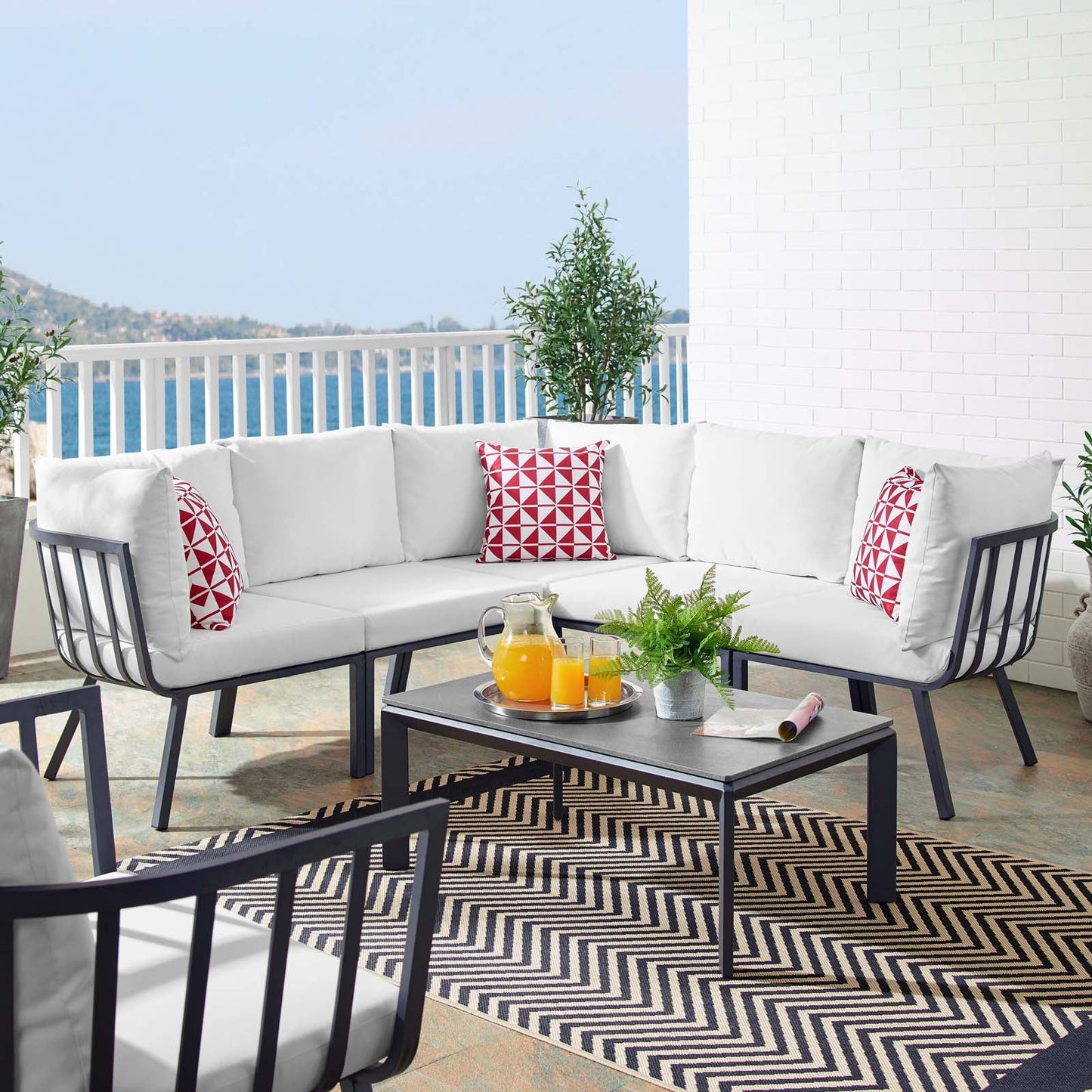 Modway Furniture Riverside 6 Piece Outdoor Patio Aluminum Set by Modway – EEI-3788-SLA-CHA