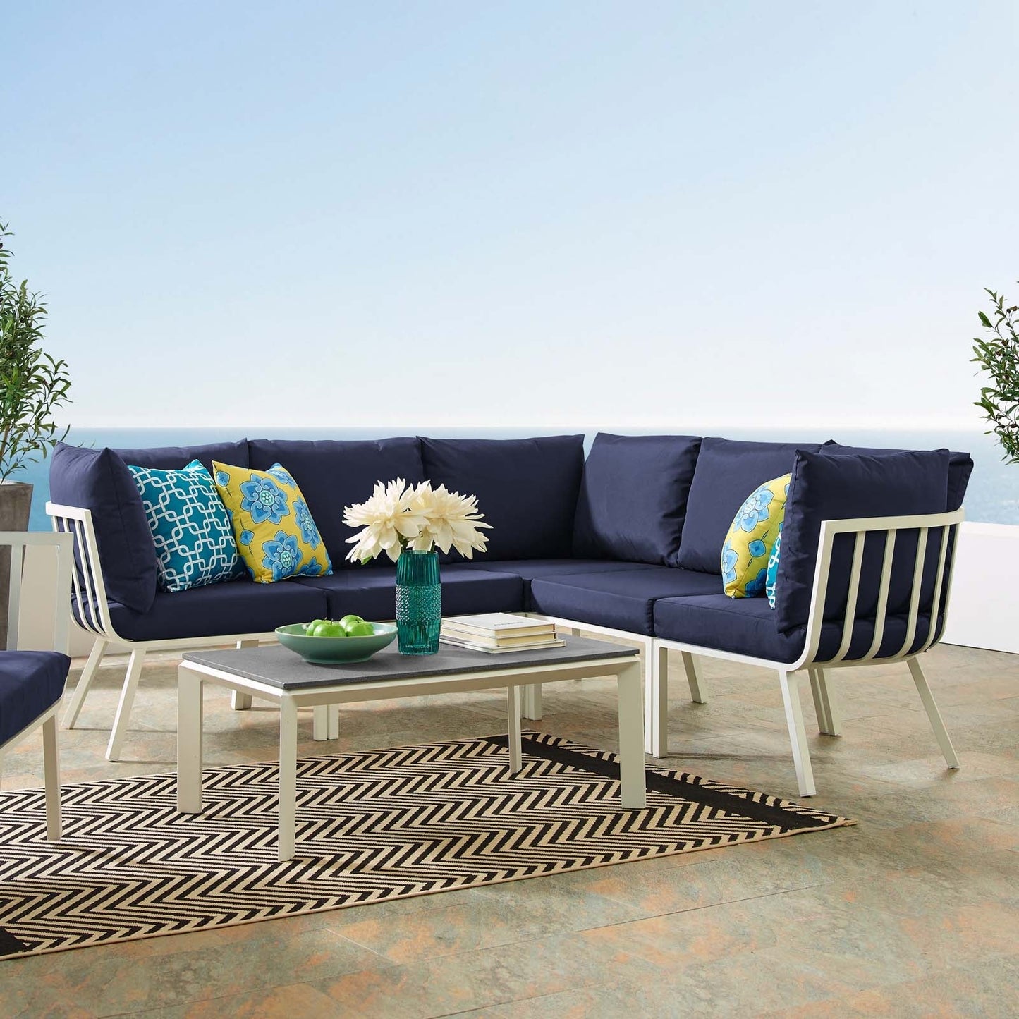 Modway Furniture Riverside 6 Piece Outdoor Patio Aluminum Set by Modway – EEI-3788-SLA-CHA