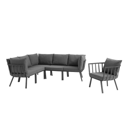Modway Furniture Riverside 6 Piece Outdoor Patio Aluminum Set by Modway –EEI-3791-WHI-NAV