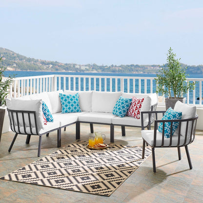 Modway Furniture Riverside 6 Piece Outdoor Patio Aluminum Set by Modway –EEI-3791-WHI-NAV