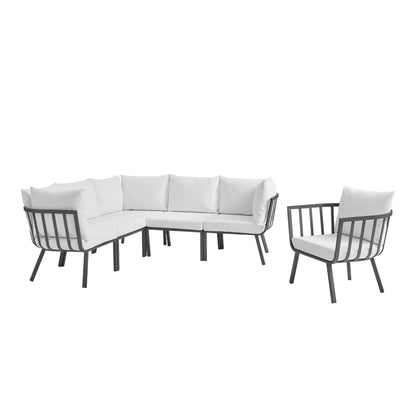 Modway Furniture Riverside 6 Piece Outdoor Patio Aluminum Set by Modway –EEI-3791-WHI-NAV