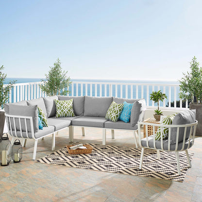 Modway Furniture Riverside 6 Piece Outdoor Patio Aluminum Set by Modway –EEI-3791-WHI-NAV