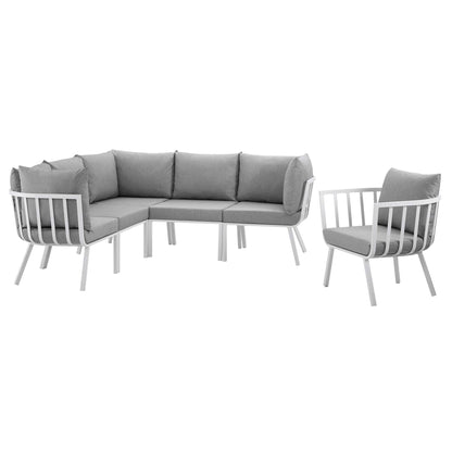 Modway Furniture Riverside 6 Piece Outdoor Patio Aluminum Set by Modway –EEI-3791-WHI-NAV