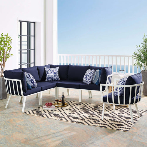 Modway Furniture Riverside 6 Piece Outdoor Patio Aluminum Set by Modway –EEI-3791-WHI-NAV