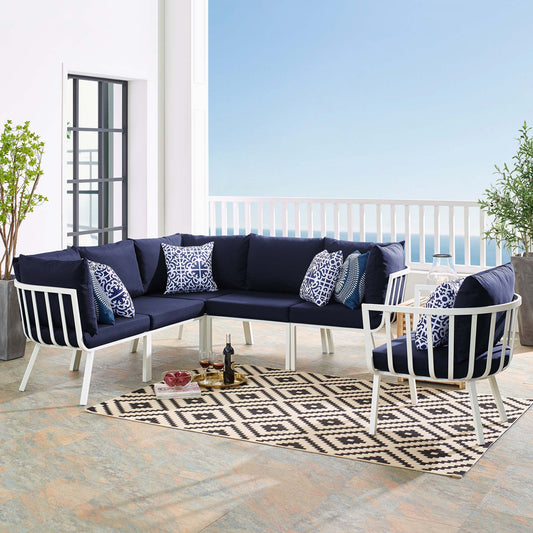 Modway Furniture Riverside 6 Piece Outdoor Patio Aluminum Set by Modway –EEI-3791-WHI-NAV