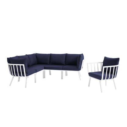 Modway Furniture Riverside 6 Piece Outdoor Patio Aluminum Set by Modway –EEI-3791-WHI-NAV