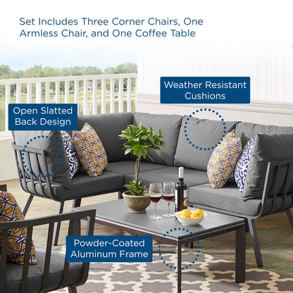 Modway Furniture Riverside 5 Piece Outdoor Patio Aluminum Set by Modway – EEI-3793-SLA-CHA