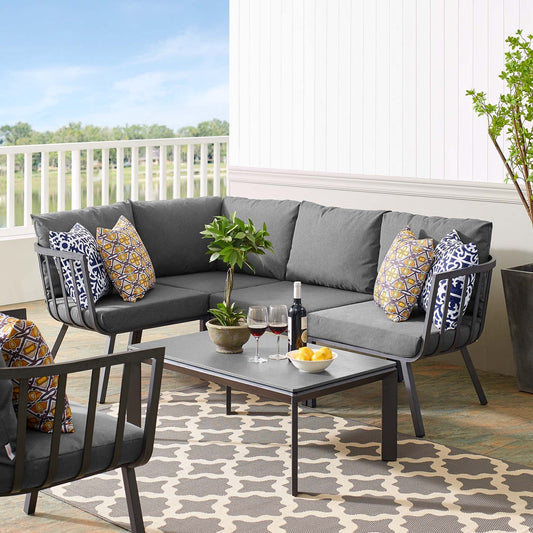 Modway Furniture Riverside 5 Piece Outdoor Patio Aluminum Set by Modway – EEI-3793-SLA-CHA