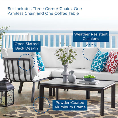 Modway Furniture Riverside 5 Piece Outdoor Patio Aluminum Set by Modway – EEI-3793-SLA-CHA