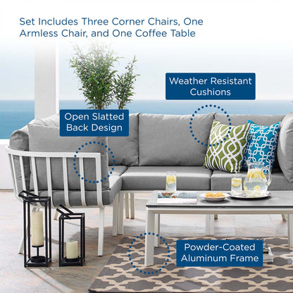Modway Furniture Riverside 5 Piece Outdoor Patio Aluminum Set by Modway – EEI-3793-SLA-CHA