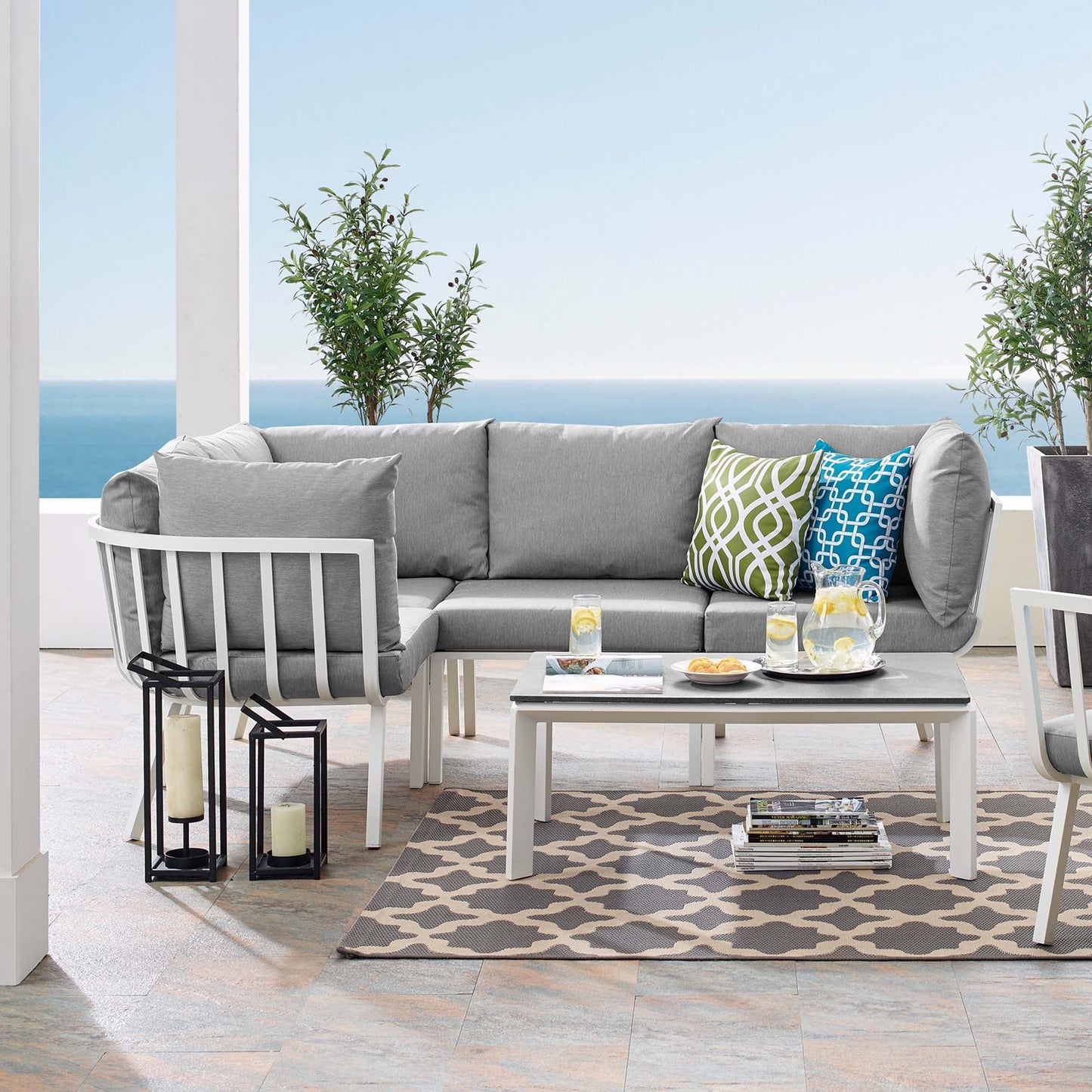 Modway Furniture Riverside 5 Piece Outdoor Patio Aluminum Set by Modway – EEI-3793-SLA-CHA