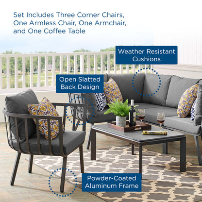 Modway Furniture Riverside 6 Piece Outdoor Patio Aluminum Set by Modway – EEI-3795-SLA-WHI