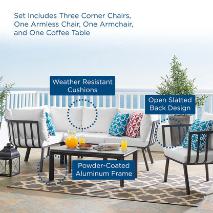 Modway Furniture Riverside 6 Piece Outdoor Patio Aluminum Set by Modway – EEI-3795-SLA-WHI