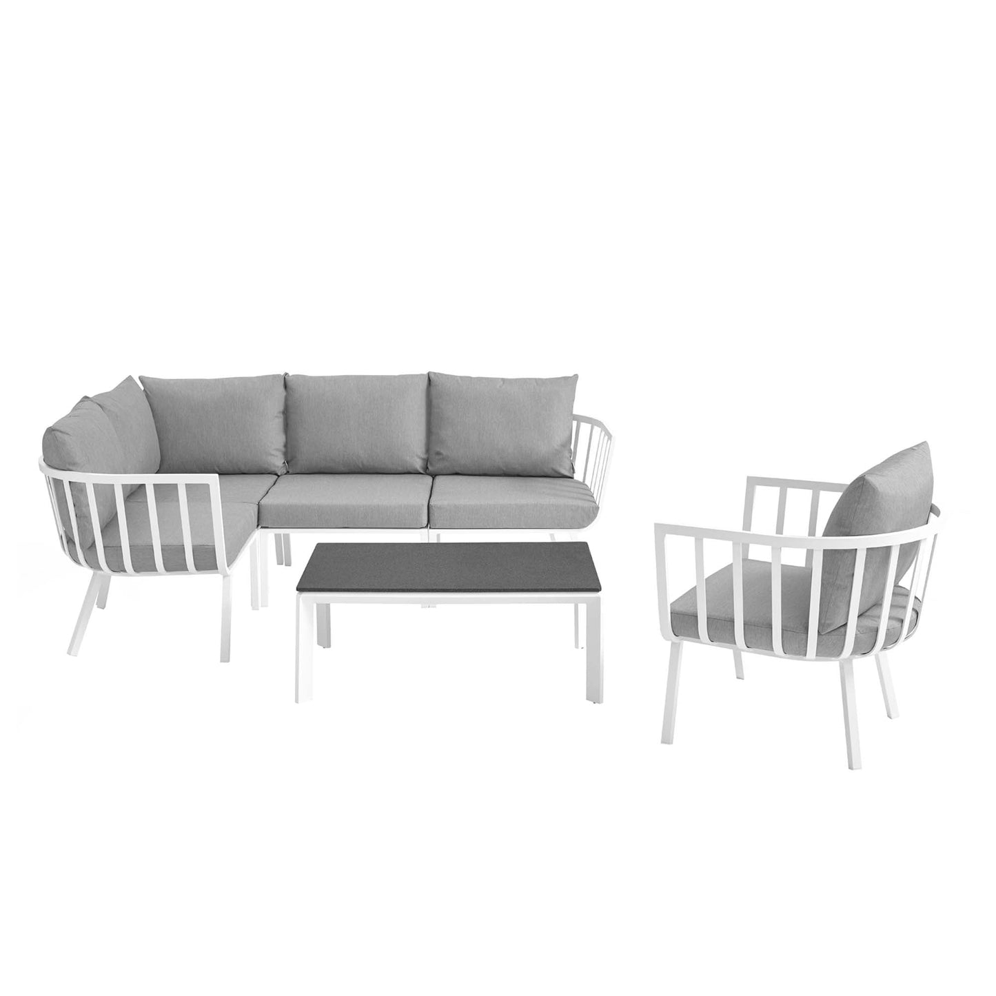 Modway Furniture Riverside 6 Piece Outdoor Patio Aluminum Set by Modway – EEI-3795-SLA-WHI