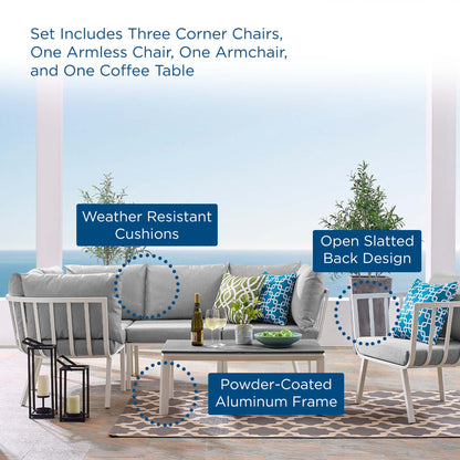 Modway Furniture Riverside 6 Piece Outdoor Patio Aluminum Set by Modway – EEI-3795-SLA-WHI