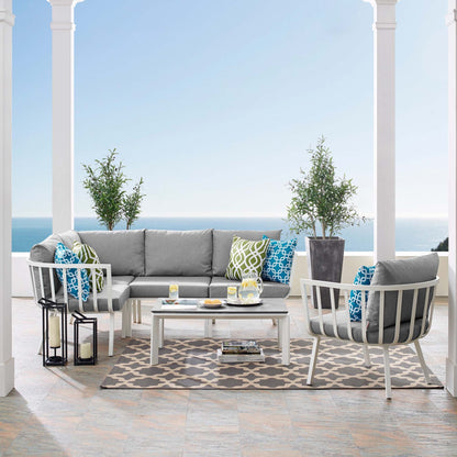 Modway Furniture Riverside 6 Piece Outdoor Patio Aluminum Set by Modway – EEI-3795-SLA-WHI