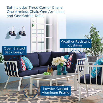 Modway Furniture Riverside 6 Piece Outdoor Patio Aluminum Set by Modway – EEI-3795-SLA-WHI