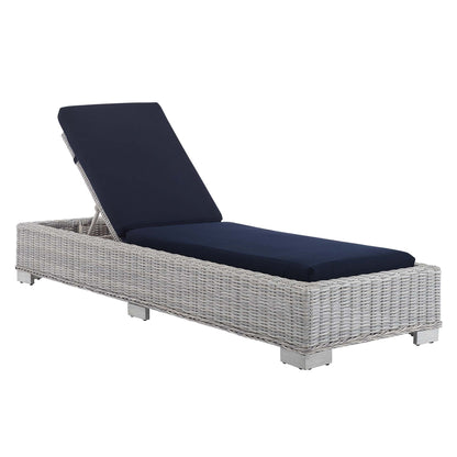Modway Furniture Conway Sunbrella Outdoor Patio Wicker Rattan Chaise Lounge - EEI-3978-LGR-NAV
