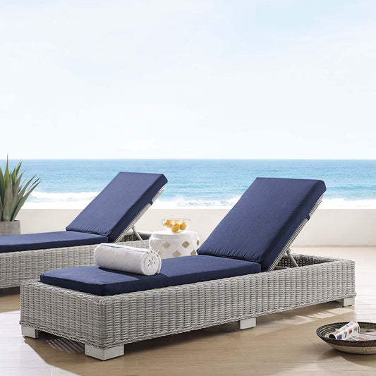 Modway Furniture Conway Sunbrella Outdoor Patio Wicker Rattan Chaise Lounge - EEI-3978-LGR-NAV