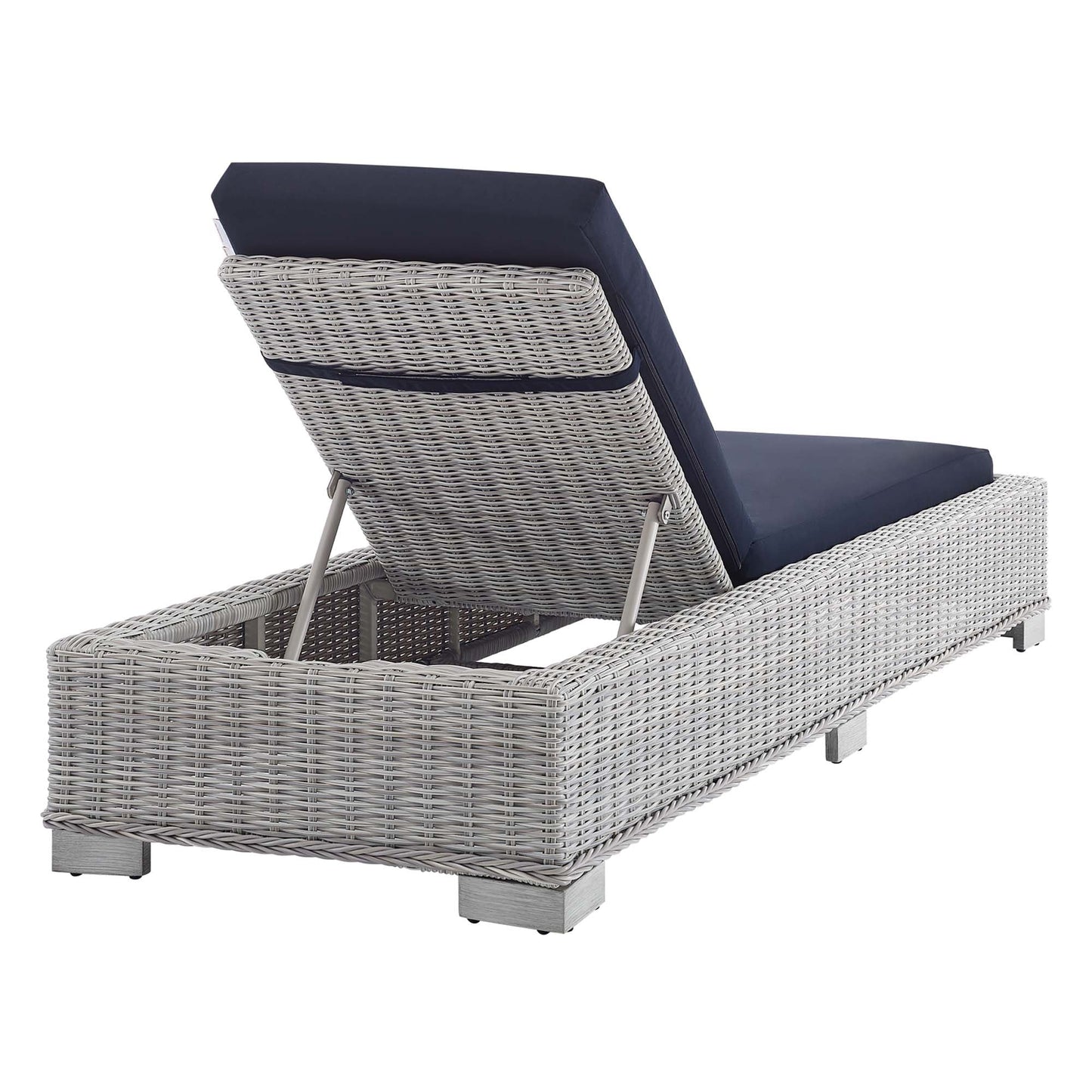 Modway Furniture Conway Sunbrella Outdoor Patio Wicker Rattan Chaise Lounge - EEI-3978-LGR-NAV