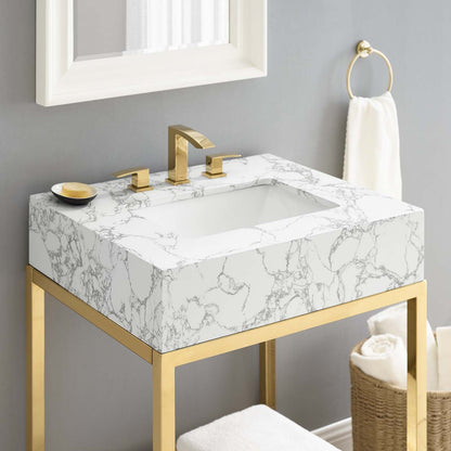 Modway furniture Kingsley Stainless Steel Bathroom Vanity - EEI-3998-BLK-WHI