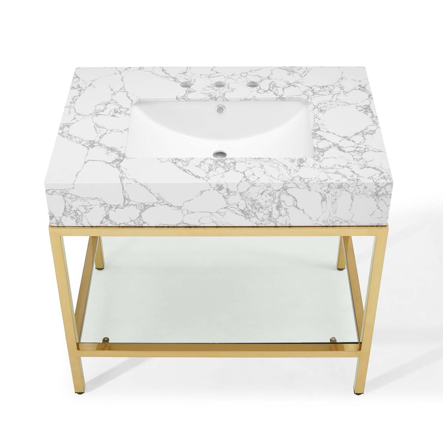 Modway furniture Kingsley Stainless Steel Bathroom Vanity - EEI-3998-BLK-WHI