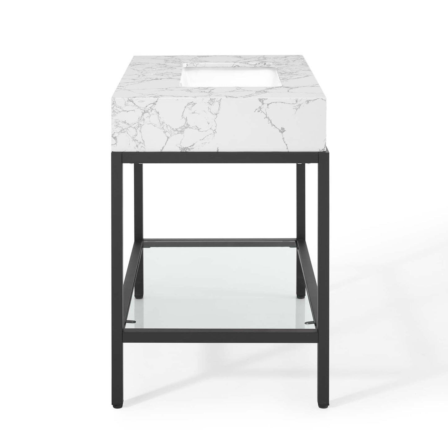 Modway furniture Kingsley Stainless Steel Bathroom Vanity - EEI-3998-BLK-WHI