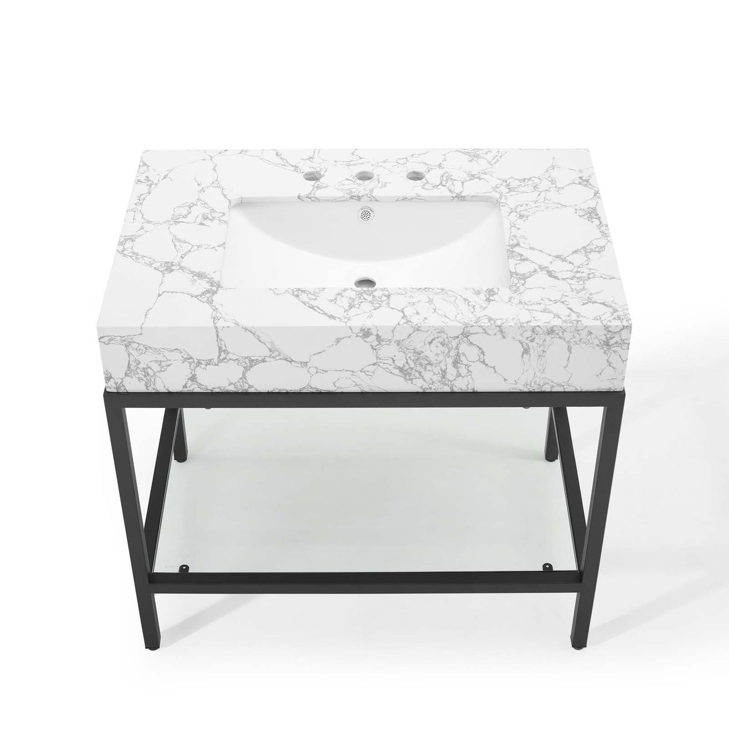 Modway furniture Kingsley Stainless Steel Bathroom Vanity - EEI-3998-BLK-WHI