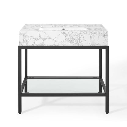 Modway furniture Kingsley Stainless Steel Bathroom Vanity - EEI-3998-BLK-WHI