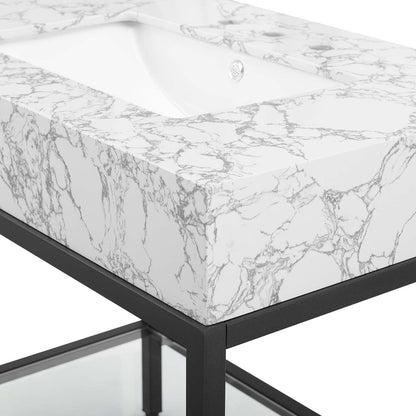 Modway furniture Kingsley Stainless Steel Bathroom Vanity - EEI-3998-BLK-WHI