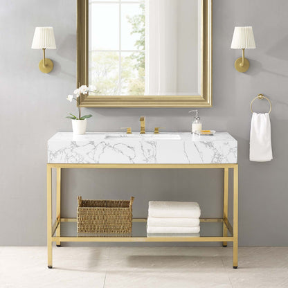 Modway furniture Kingsley Stainless Steel Bathroom Vanity - EEI-3998-BLK-WHI