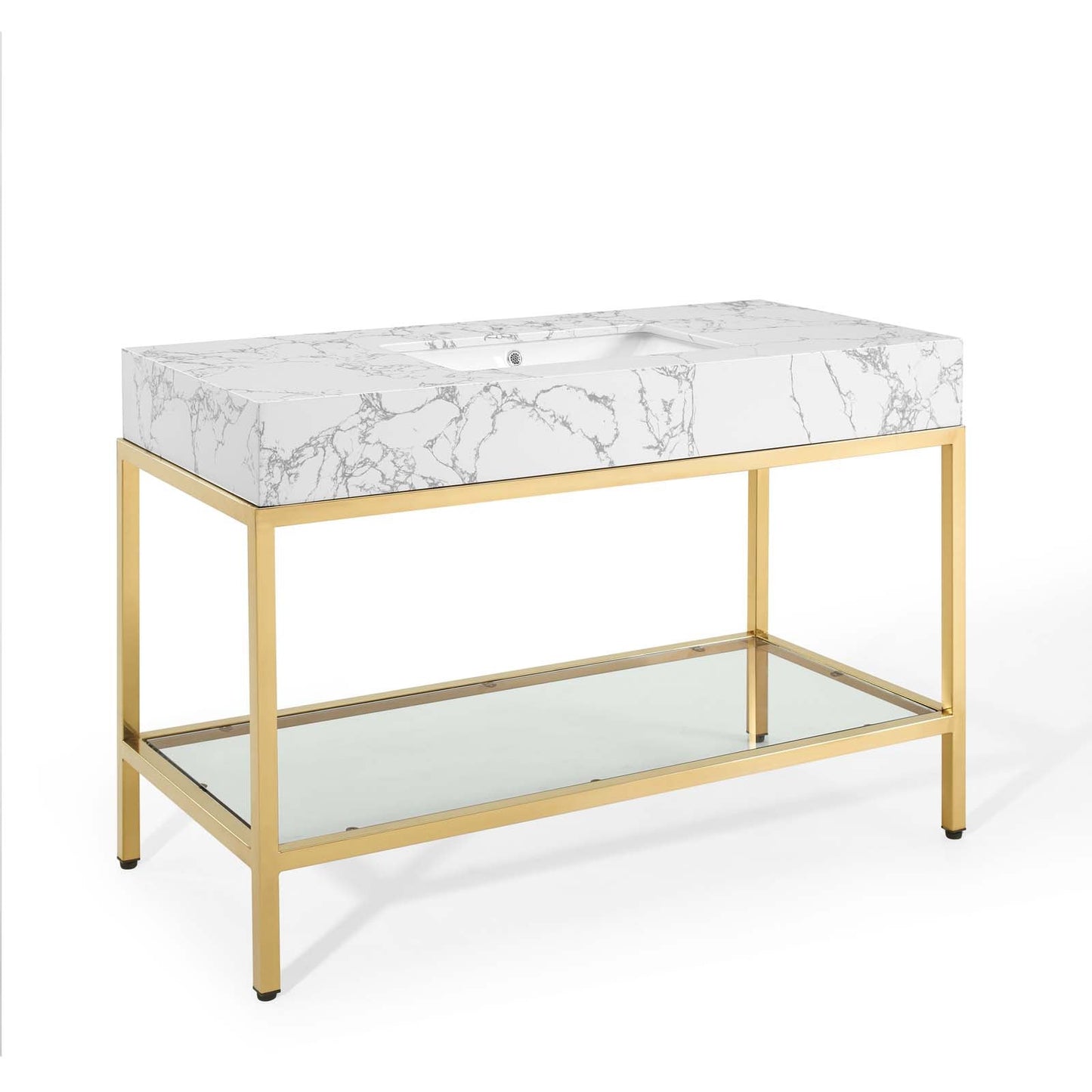 Modway furniture Kingsley Stainless Steel Bathroom Vanity - EEI-3998-BLK-WHI