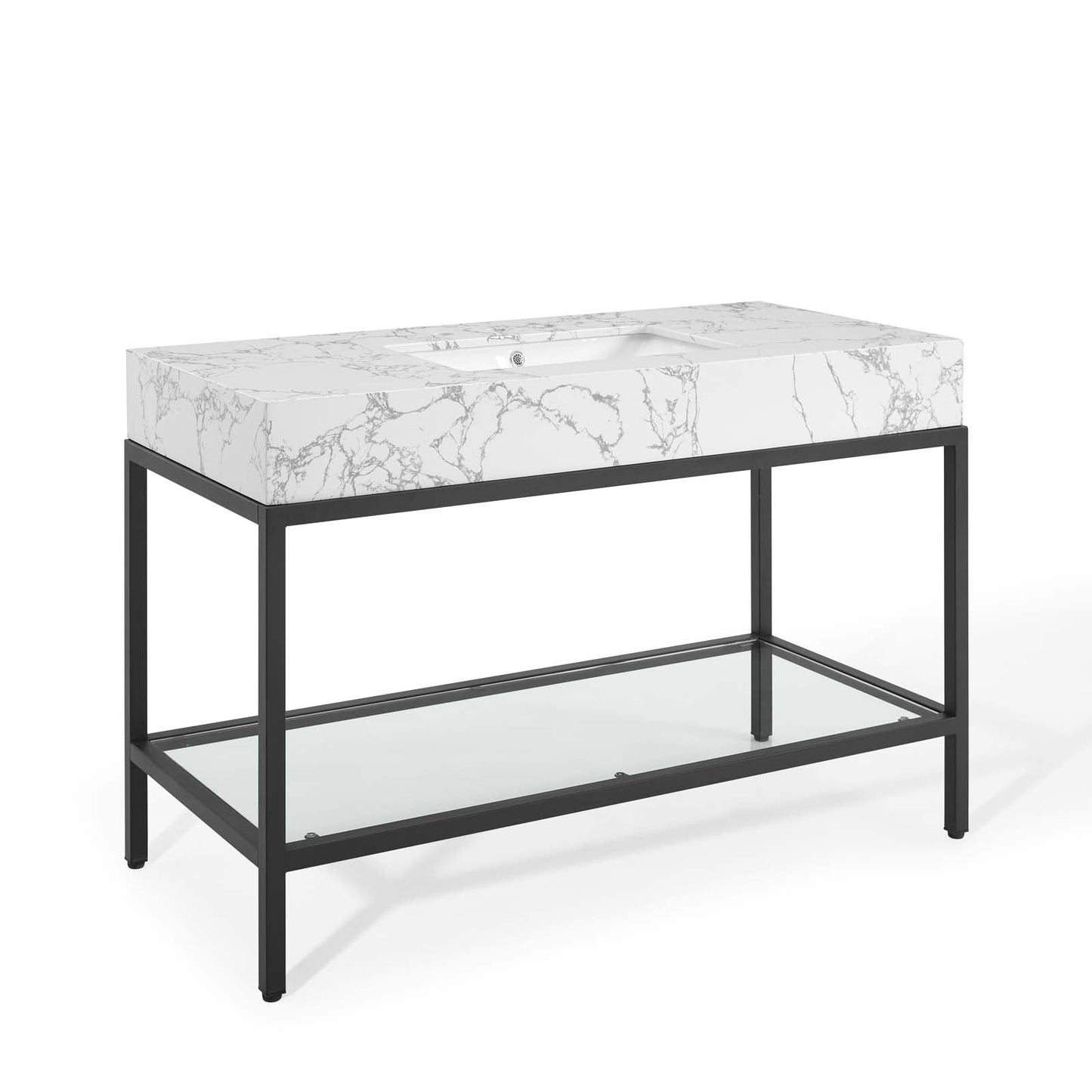 Modway furniture Kingsley Stainless Steel Bathroom Vanity - EEI-3998-BLK-WHI