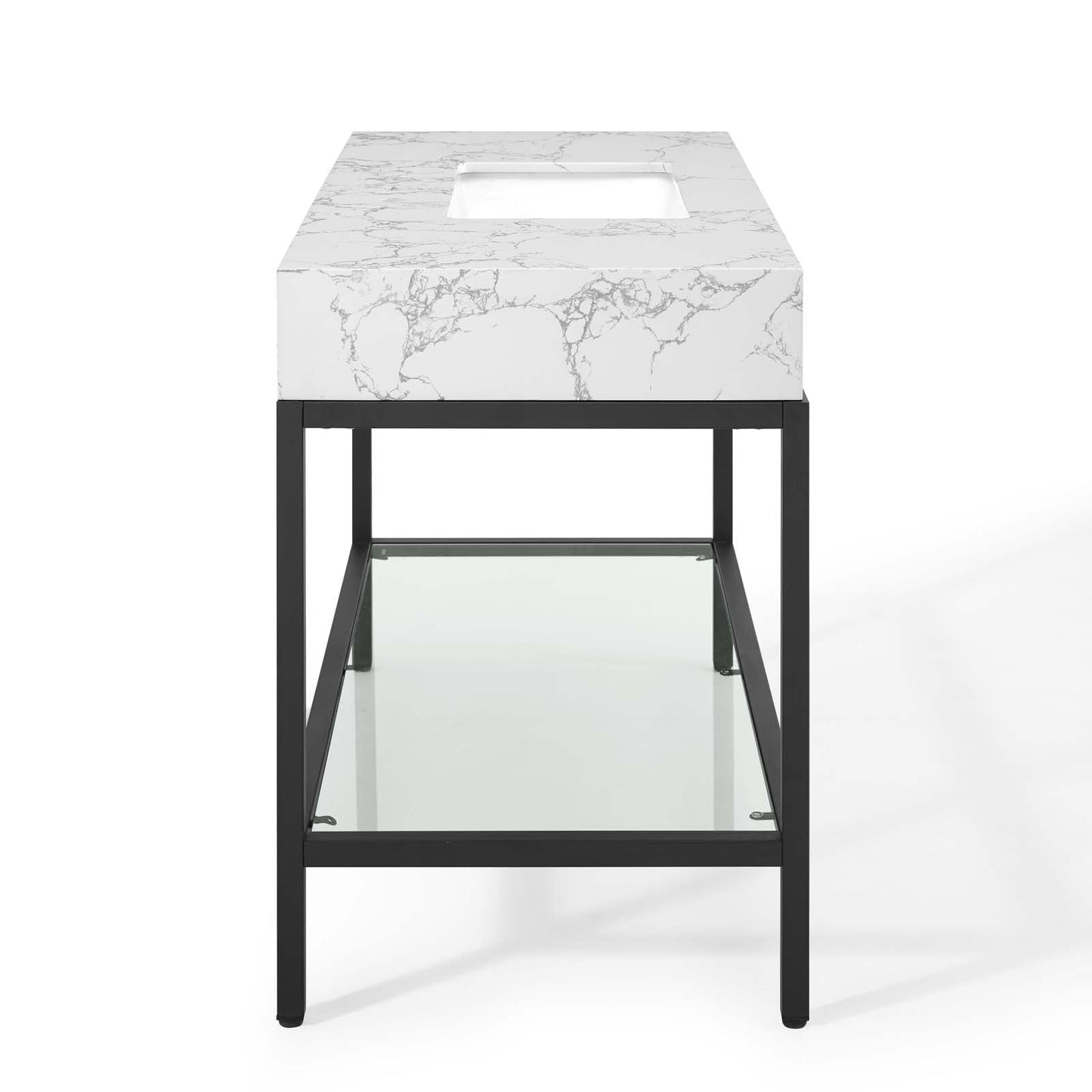 Modway furniture Kingsley Stainless Steel Bathroom Vanity - EEI-3998-BLK-WHI