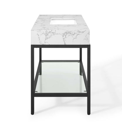 Modway furniture Kingsley Stainless Steel Bathroom Vanity - EEI-3998-BLK-WHI