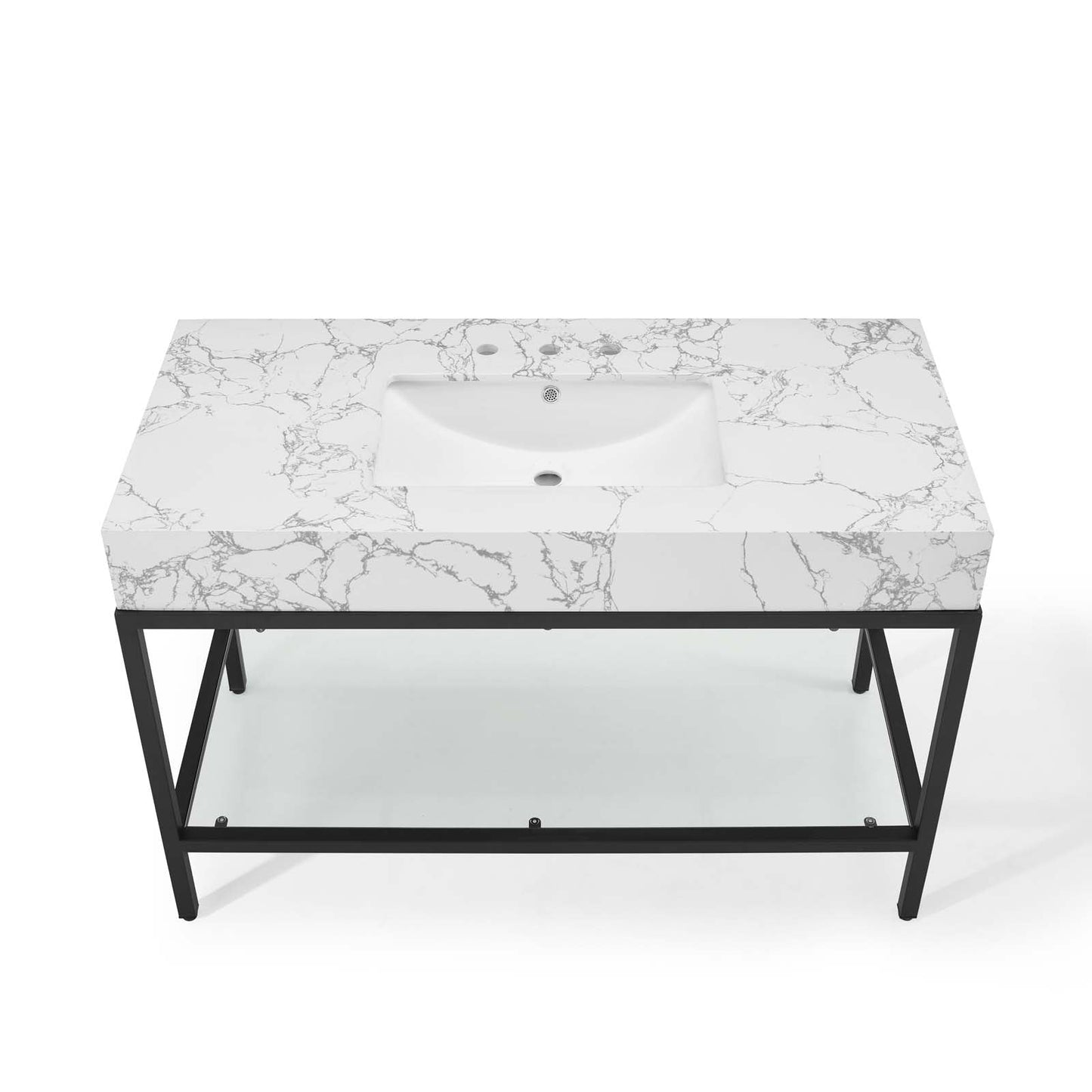 Modway furniture Kingsley Stainless Steel Bathroom Vanity - EEI-3998-BLK-WHI