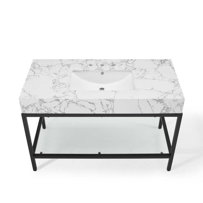Modway furniture Kingsley Stainless Steel Bathroom Vanity - EEI-3998-BLK-WHI