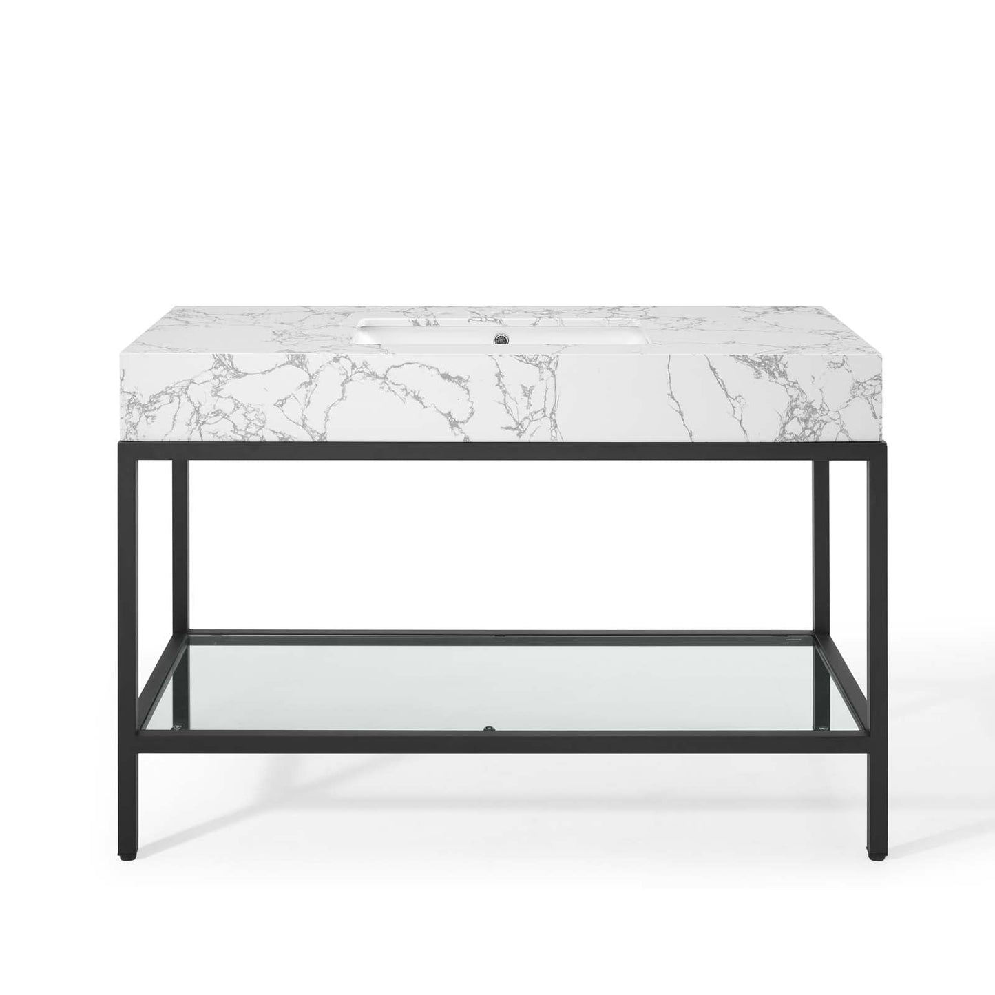 Modway furniture Kingsley Stainless Steel Bathroom Vanity - EEI-3998-BLK-WHI
