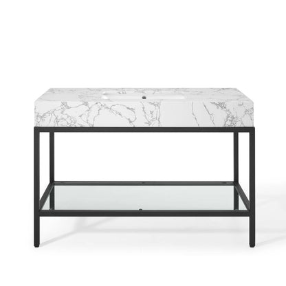 Modway furniture Kingsley Stainless Steel Bathroom Vanity - EEI-3998-BLK-WHI