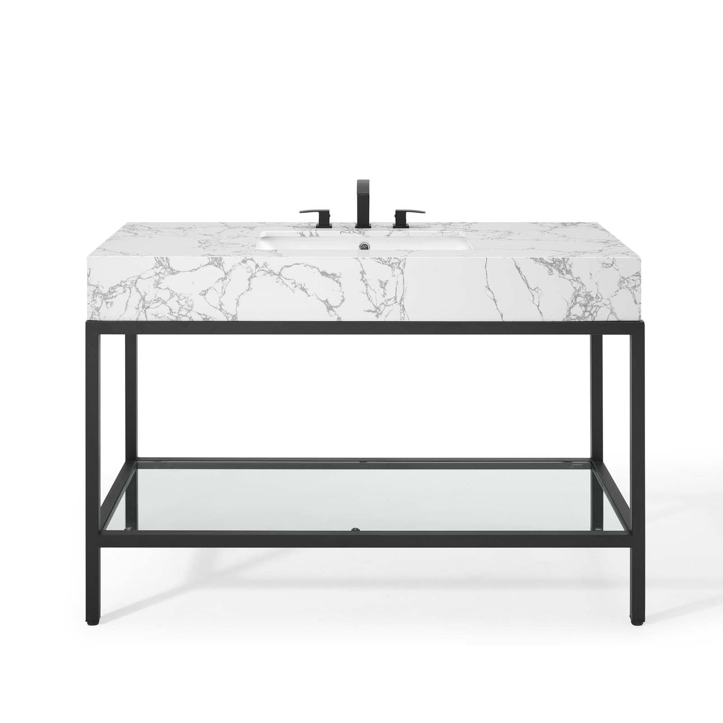 Modway furniture Kingsley Stainless Steel Bathroom Vanity - EEI-3998-BLK-WHI
