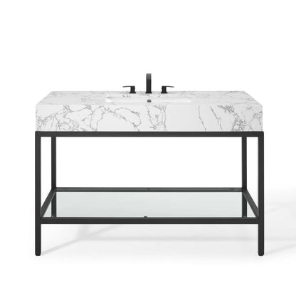 Modway furniture Kingsley Stainless Steel Bathroom Vanity - EEI-3998-BLK-WHI