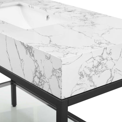 Modway furniture Kingsley Stainless Steel Bathroom Vanity - EEI-3998-BLK-WHI