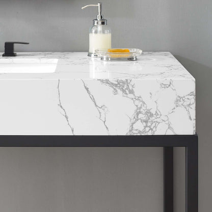 Modway furniture Kingsley Stainless Steel Bathroom Vanity - EEI-3998-BLK-WHI