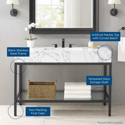Modway furniture Kingsley Stainless Steel Bathroom Vanity - EEI-3998-BLK-WHI