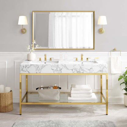Modway furniture Kingsley Stainless Steel Bathroom Vanity - EEI-3998-BLK-WHI