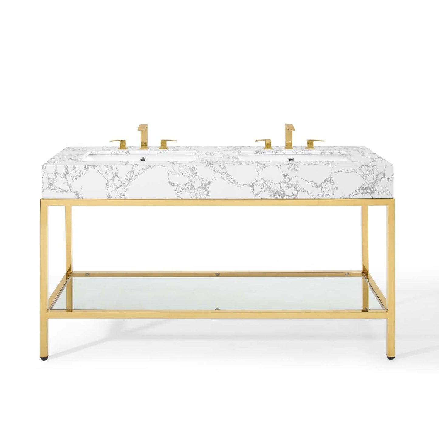 Modway furniture Kingsley Stainless Steel Bathroom Vanity - EEI-3998-BLK-WHI