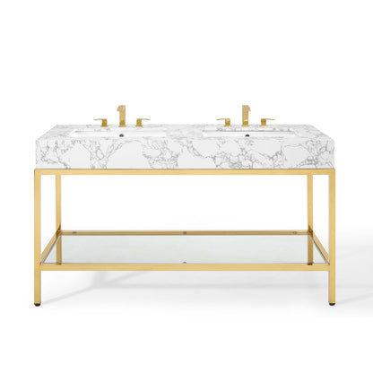Modway furniture Kingsley Stainless Steel Bathroom Vanity - EEI-3998-BLK-WHI